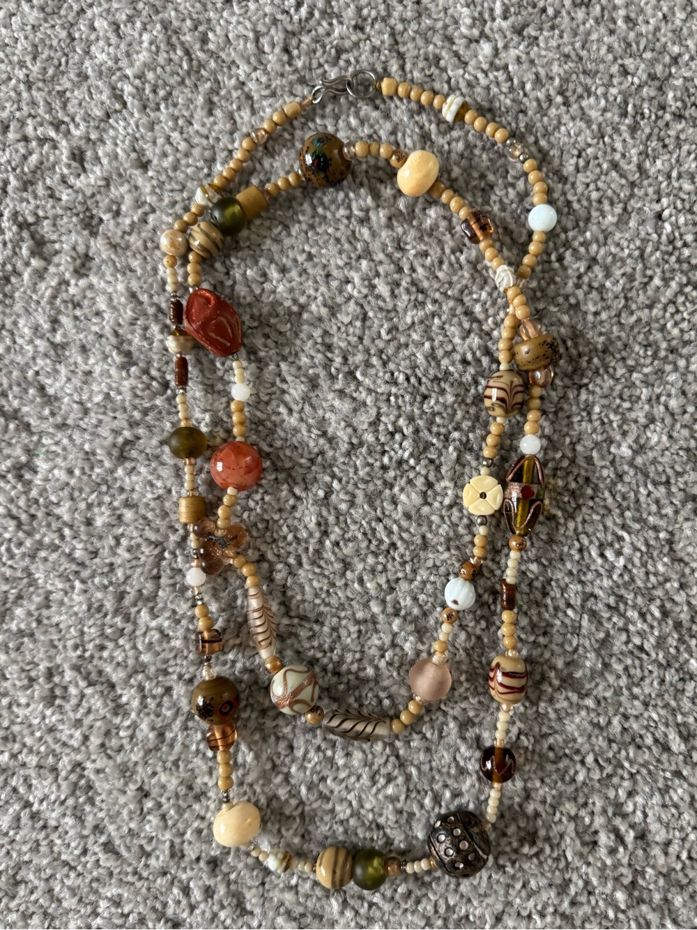 Beaded Necklace in Beige and Earth Tones